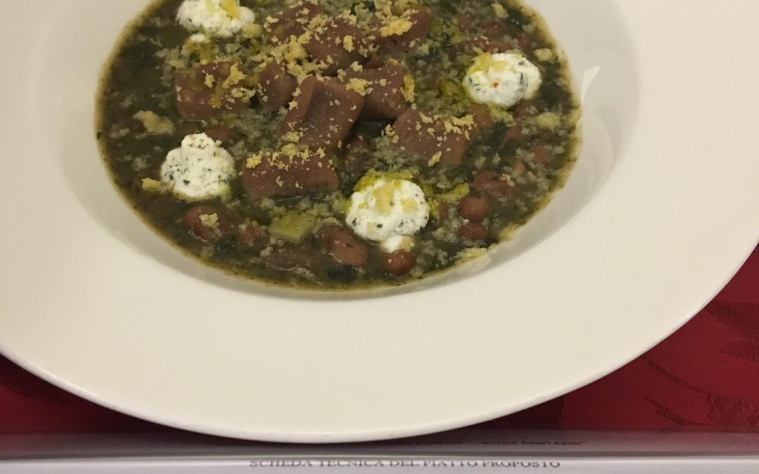 Zuppa di fagioli ed erbe di campo, gnocchi di castagne e ricotta di pecora massese alle erbe aromatiche