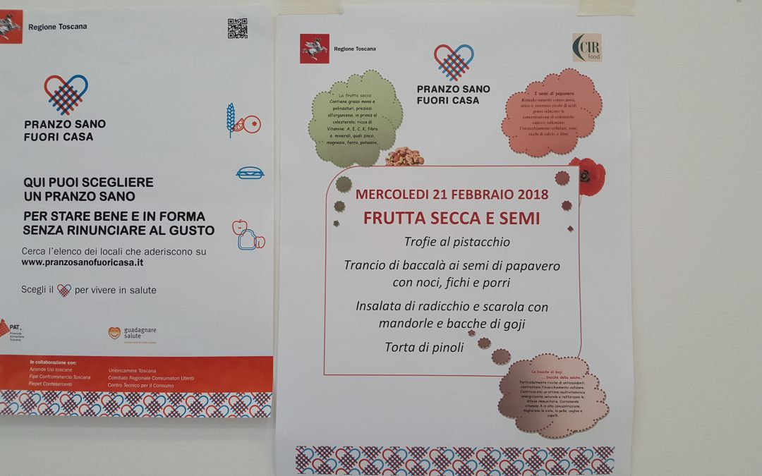 Frutta secca e Semi : Seconda Giornata di Pranzo Sano Fuori Casa alla mensa dell’ospedale S. Giuseppe di Empoli